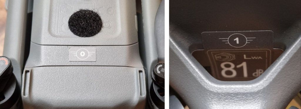 Etiqueta de clase C0 en el DJI Mini 5 Pro y etiqueta C1 en el DJI Avata 2